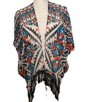 BECCA by Rebecca Virtue Aztec Tribal Boho Beach Cover-up Sarong Kimono Wrap XS/S