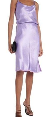 VINCE Hammered Satin Silk Trimmed Slip Midi Skirt Lilac Lilac Size 4 NWT