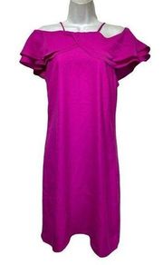 nicole miller new york pink cold shoulder ruffle dress Size 4