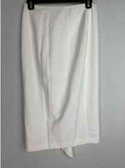 7th Avenue New York & Company Women's BAck Ruffle Accent Midi White Skirt NWT