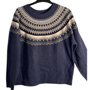 WEATHERPROOF Sweater Womens Large Fair Isle Blue Long Sleeve Pullover Sweater