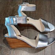 Silver Leather Sandals 7.5