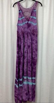 Live and Let Live Purple&Blue Rayon Tie Dye Maxi Dress Sz.L