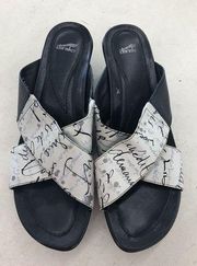 DANSKO black And White Script 40 Sandals Shoes Comfort Leather