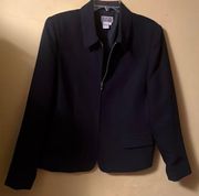 Style and Company collection, black short zipper blazer, long sleeve lined