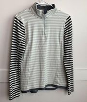 Mondetta White & Gray Striped Quarter Zip Jacket