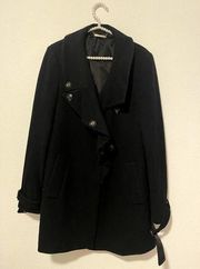Diane Von Furstenberg Sofia Black Snap Closure Wool Cashmere Winter Coat Jacket