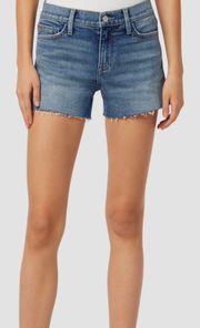 Womens Gracie Raw Hem Mid-Rise Denim Shorts Sz 26