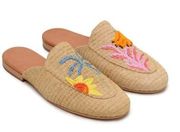 FARM Rio Tropical Beaded Raffia Mules, size 9.5, EU 41