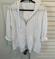 J. Jill white zip front cotton slub hoodie size Medium petite