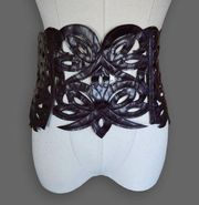 Purple Leather Cut-Out Corset Belt