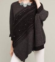 NEW Anthropologie Sleeping On Snow Poncho Wool Gray Oversized Size Small $168