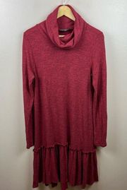 Anthropologie Sunday in Brooklyn Knit Sweater Dress Large Cowl Neck Drop Waist