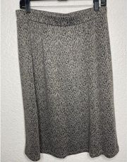 Chico's Womens Knee Length Pull On Skirt Black Gray Leopard Size 2 Workwear