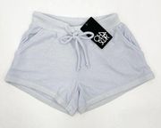 CHASER Shorts Knit Stretch Mini Lounge Light Blue Drawstring Size Small NWT