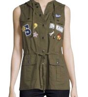 ROMEO and Juliet Patched Hooded Army Vest