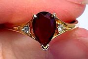 Simulated Ruby & CZ Avon ring Size 9 July birthstone gift gold plated vintage