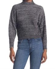 Nordstrom Abound Black Marled Pullover Mock Neck Sweater