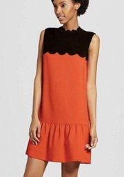 Victoria Beckham x Target | Orange Drop Waist Scallop Dress in size Large