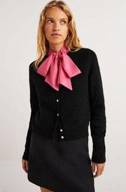 Boden Jewel Button Fluffy Black Cardigan