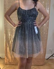 Juniors' Ombré Glitter Tulle Dress