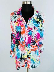 Studio Works Colorful And Bright Summer Button Down Shirt L