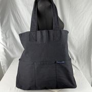 Fresh Produce Large Black Cotton Canvas Tote Inside Outside Pockets