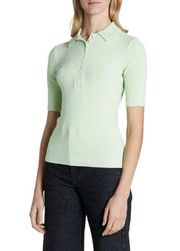 Proenza Schouler White Label Boucle Short Sleeve Polo in Pistachio Large Womens