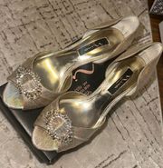 Vintage Nina rhinestone sandal heels champagne