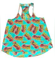 All for Color Tiered Pineapple Print Halter Style Summer Top size Large