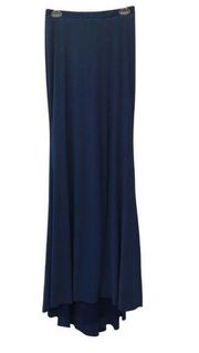 GIGI DESIGNS BY LA FEMME Royal Blue Maxi Dress with blue embroidery and stuns at