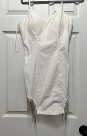 White Dress With Rhinestone Fringe