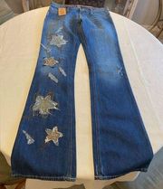 NWT Y2K Von Dutch kustom flare jeans star embroidered size 27 inch deadstock