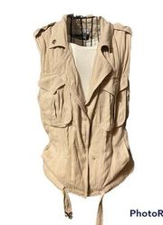 Kenzie Jeans NWT Tan Snap Button Collared Vest with Pockets Size XS