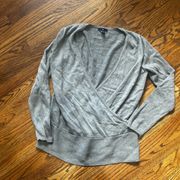 Gap Gray Faux Wrap Sweater Small