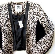 NWT Milly Sidney Jacket in Cheetah Leopard Print Open Front Furry Blazer 10