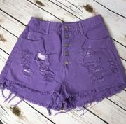 Purple Denim Cut-off Shorts Sz 25