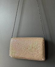 Jessica McClintock Metal Mesh Roll Evening Bag Clutch Taupe