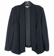 Rebecca Minkoff Size 4 Blazer Jacket Black Wool Point Perforated Sleeves 1127