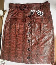 Urban Outfitters NWT Red Snake Print Skirt with Belt