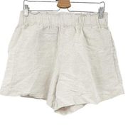 H&M Womens Linen Blend Pull On Elastic Waist Lightweight Shorts Size M Beige