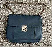 Navy purse with gold chain