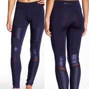 ELECTRIC YOGA Blue Moto Legging Mid Rise Mesh Zipper Pocket Extra Small XS