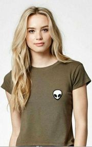 Brandy Melville /John Galt Olive Green Alien Tee