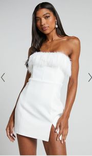 White Feather Mini Dress