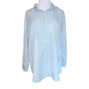 Young Fabulous & Broke Women Size Small Blue Boyfriend Twill Button Front Shirt