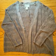 Cynthia Rowley‎ Size Large Gray 100% Linen Perforated Layer Cardigan Sweater