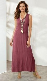 Soft Surroundings Maxi Dress Mauve Katriane Sleeveless Crinkle Size Petite XL