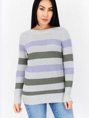 NWT  Waffle Knit Pullover Striped Sweater Women’s P Large NEW