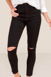 Francescas Black Knee Slit Skinny Jeans